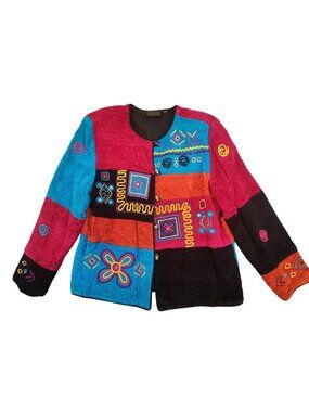 Vintage Allure Women's Multi Colored Block Jacket Size L *(15)